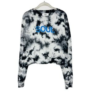 Soul Cycle Shirt Tye dye cropped long sleeve women Black White Size M